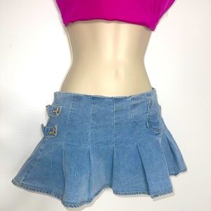 Beverly Denim Pleated Skirt